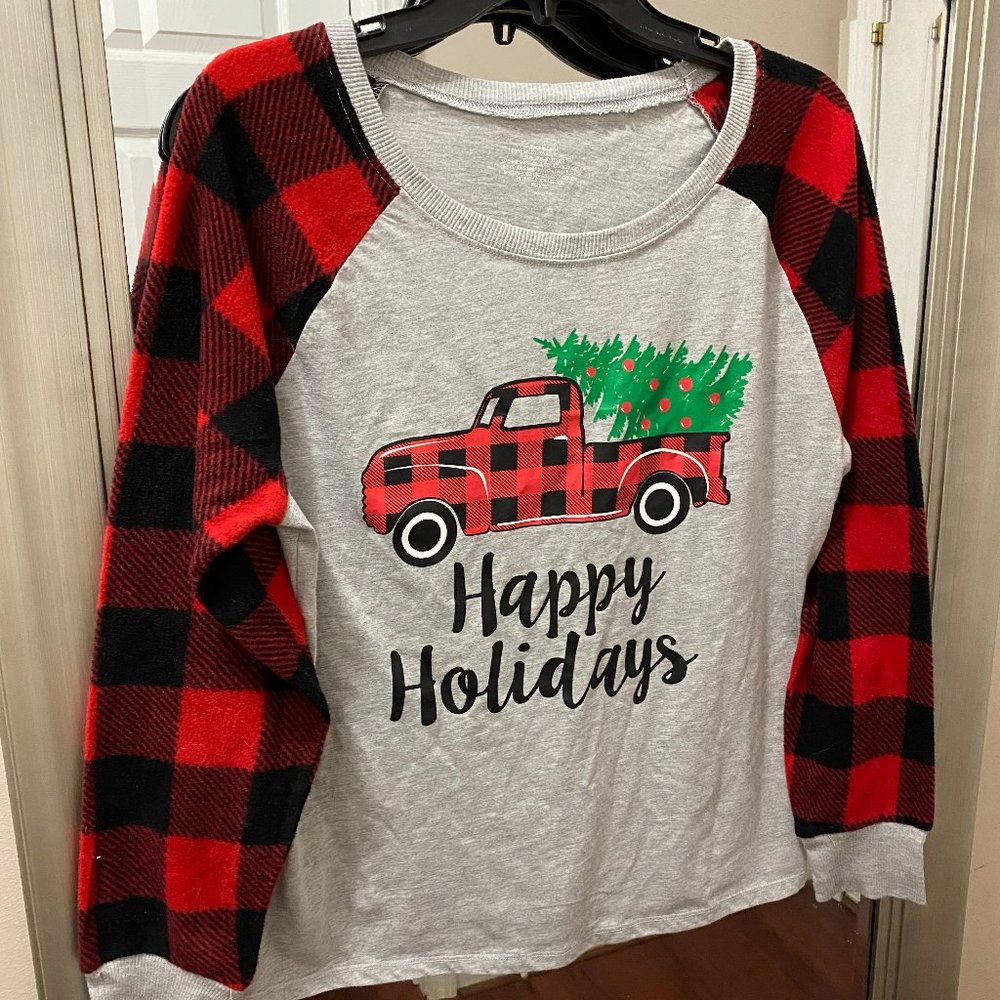 WONDERSHOP RED & BLACK PLAID WOMENS HOLIDAY PAJAMAS SIZE LARGE